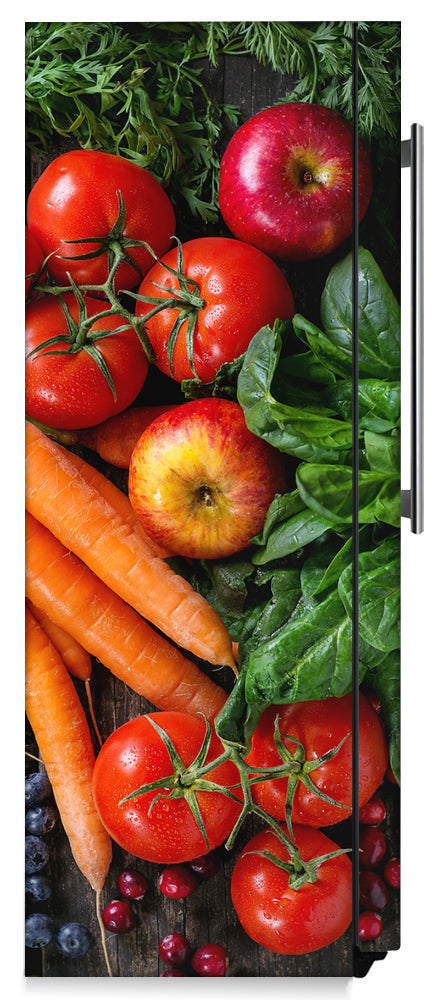 Veggie & Fruit Melody Magnetic Refrigerator Skin Cover Wrap on Fridge Side Panel