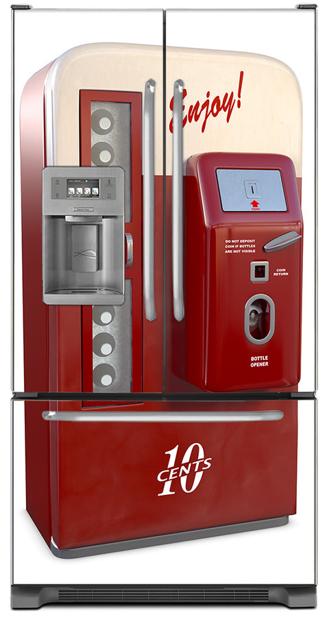  Vending Machine Magnet Skin on Model Type French Door Refrigerator with Ice Maker Water Dispenser 