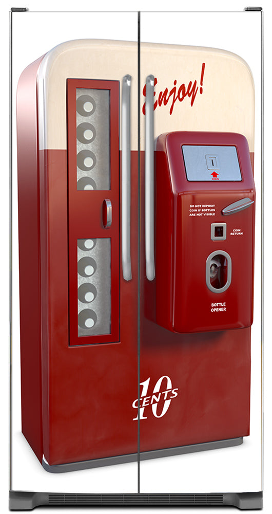Vending Machine Magnet Skin on Model Type Side by Side Refrigerator