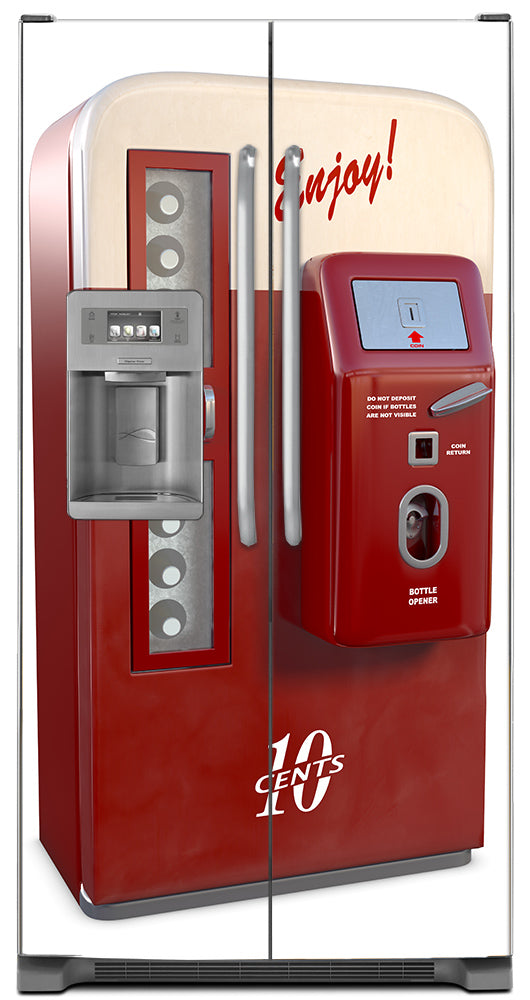 Vending Machine Magnet Skin on Model Type Side by Side Refrigerator with Ice Maker Water Dispenser