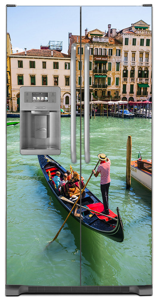 Venice Italy Magnet Skin on Model Type Side by Side Refrigerator with Ice Maker Water Dispenser