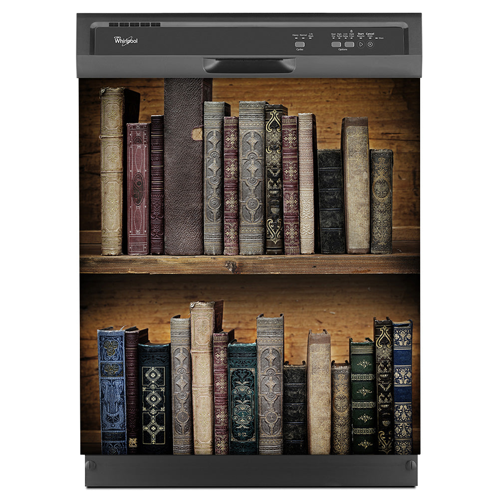 Vintage Books Bookcase Magnet Skin on Black Dishwasher