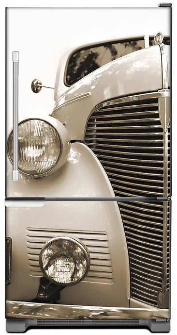 Vintage Car Magnet Skin on Model Type Bottom Freezer Refrigerator