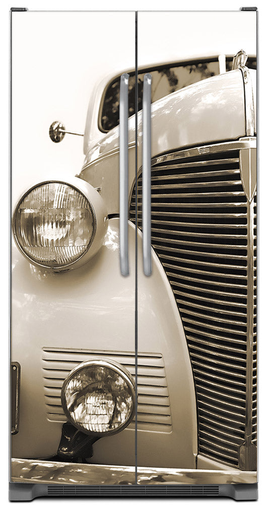 Vintage Car Magnet Skin on Model Type Side by Side Refrigerator
