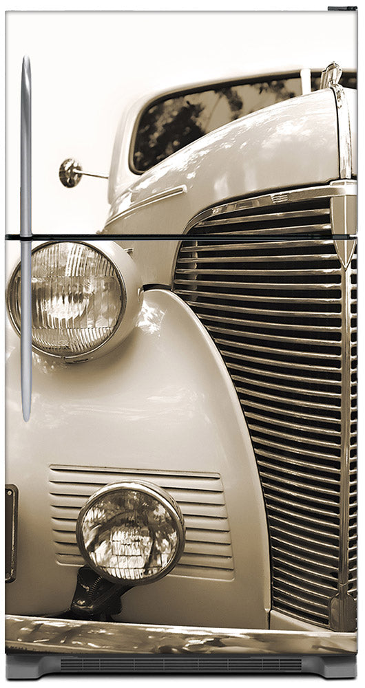 Vintage Car Magnet Skin on Model Type Top Freezer Refrigerator
