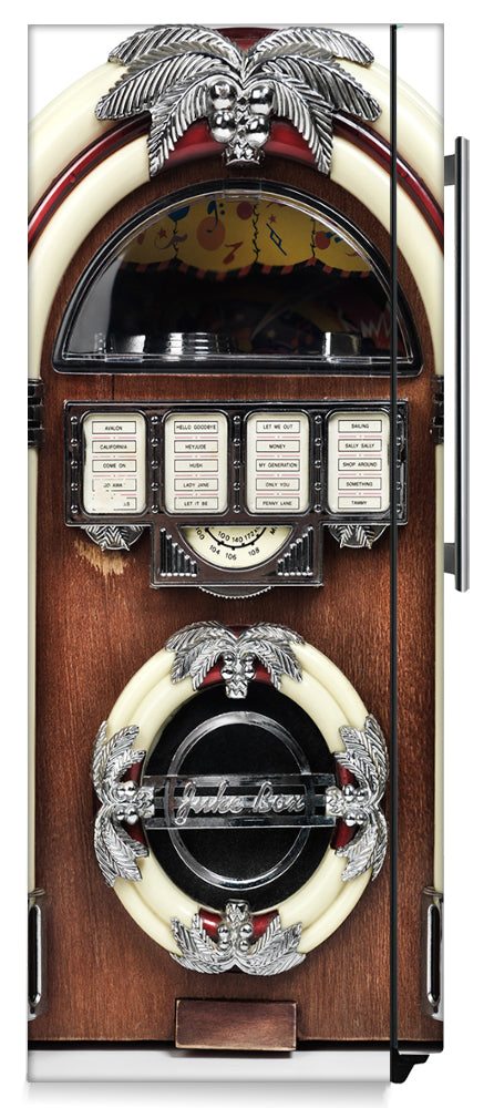 Vintage JukeBox Magnetic Refrigerator Skin Cover Wrap on Fridge Side Panel
