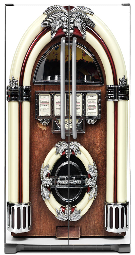 Vintage Jukebox Magnetic Refrigerator Cover Panel Skin Wrap on Refrigerator  Model Type Side by Side Fridge