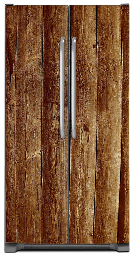 Weathered Wood Planks Magnet Skin on Model Type Side by Side Refrigerator