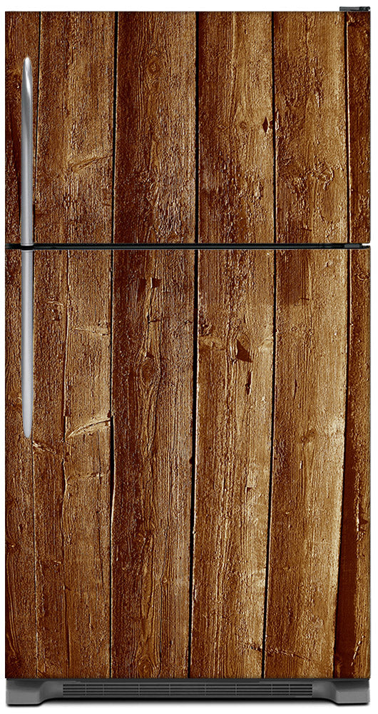 Weathered Wood Planks Magnet Skin on Model Type Top Freezer Refrigerator