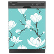 Load image into Gallery viewer, White Magnolias Magnet Skin on Black Dishwasher
