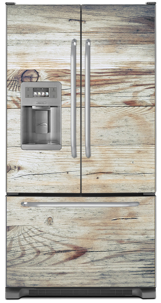 White Wood Panels Magnet Skin Panel on Refrigerator Model Type French Door Fridge