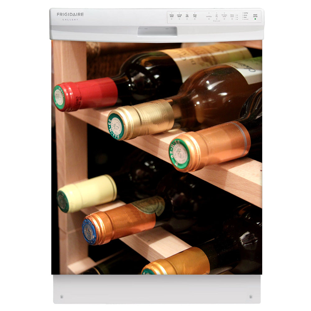 Wine Rack Magnet Skin on White Dishwasher