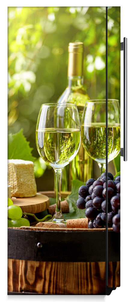 Winery Picnic Magnetic Refrigerator Skin Cover Wrap on Fridge Side Panel